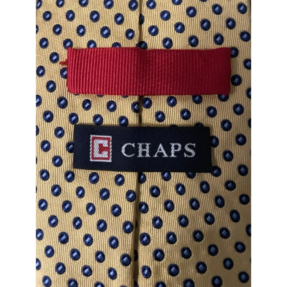 Chaps Ralph Lauren Neckwear Tie Gold Blue Opal Medallion Pattern 100% Silk JBHS